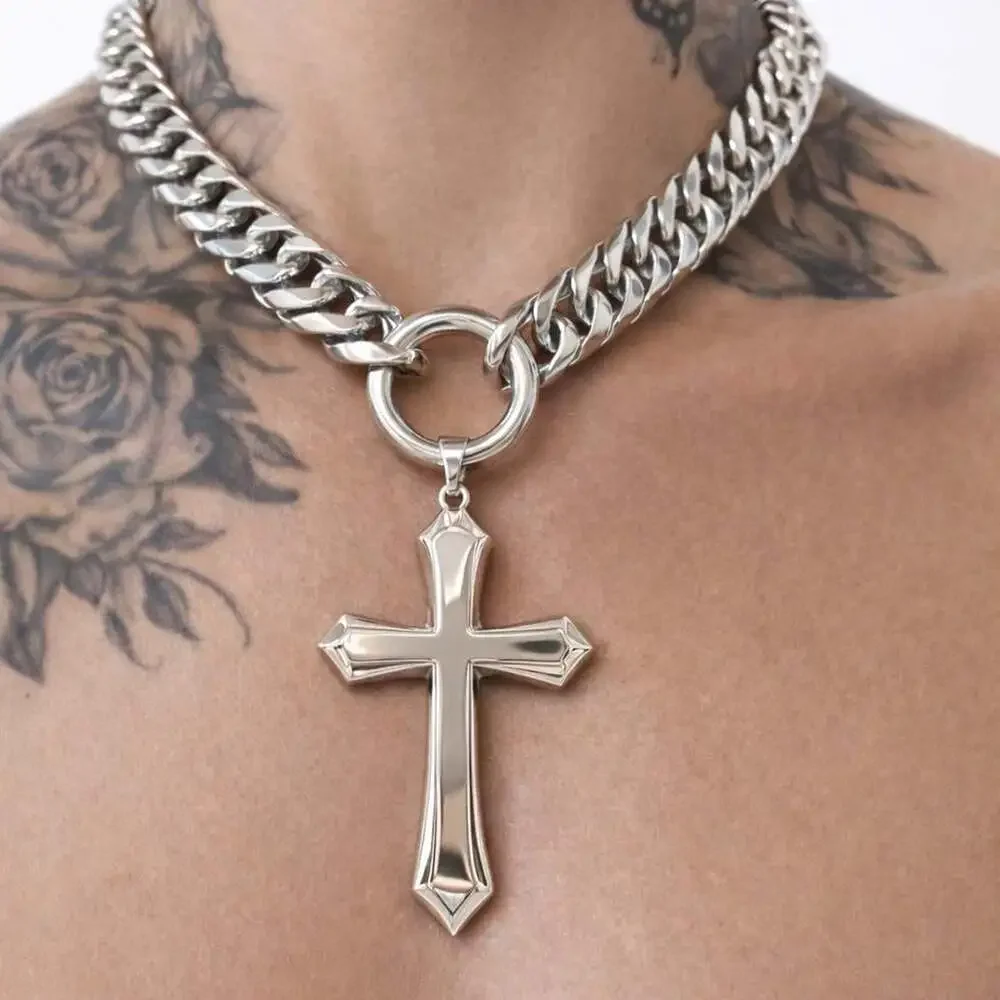 Silver Cross Necklace With Chain 4 D 61